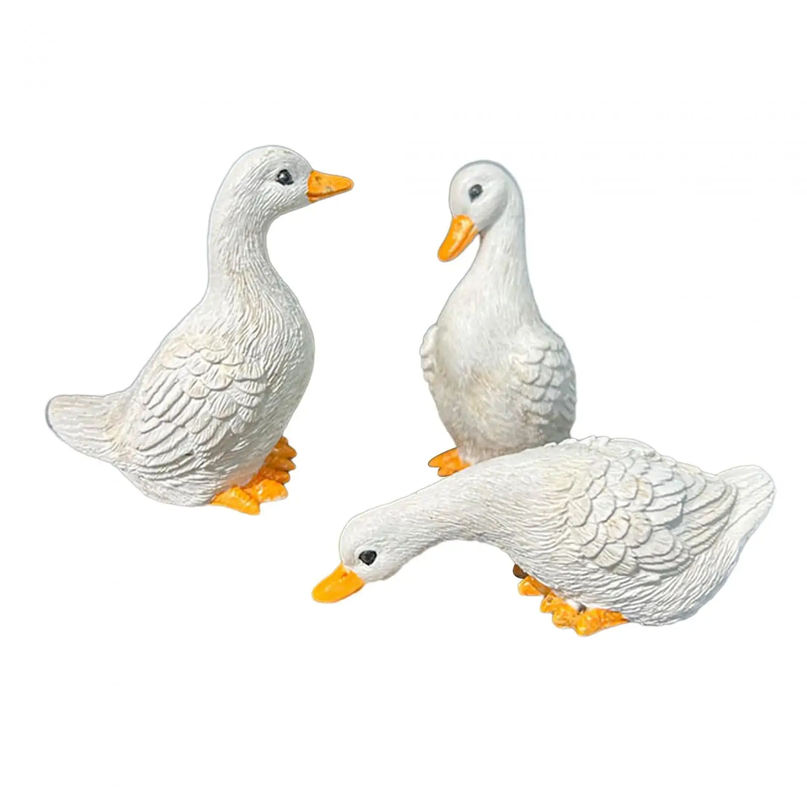 

3Pcs Desktop Ornaments Resin Statues Miniature Garden Decorations Duck Figurines Home Decor for Bedroom Outside Room Outdoors