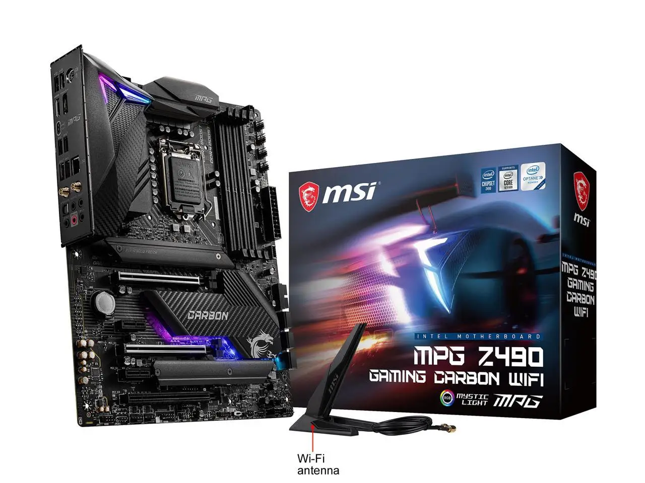 

MSI MPG Z490 GAMING CARBON WIFI LGA 1200 Intel Z490 SATA 6Gb/s ATX Intel Motherboard