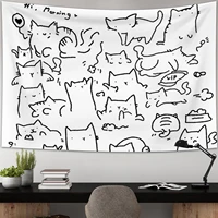 super cute anime tapestry wall hanging bedroom kawaii room decor cat girl white blanket background cute tapiz pared decoration