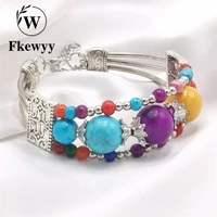 fkewyy women ethnic bracelet vintage design jewelry bracelet round bracelets boho accessories girl cuff fashion charm bangles