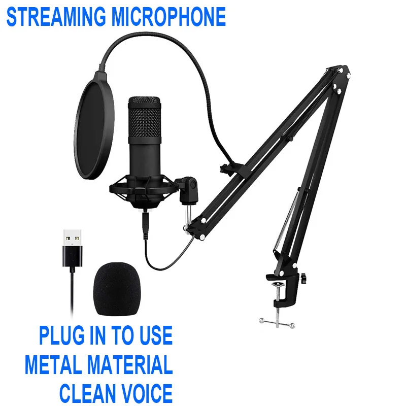 

192K Capacitor Microphone Usb Mobile Phone Computer K Song Live Game Voice Chat Recording Microphone Stand Set
