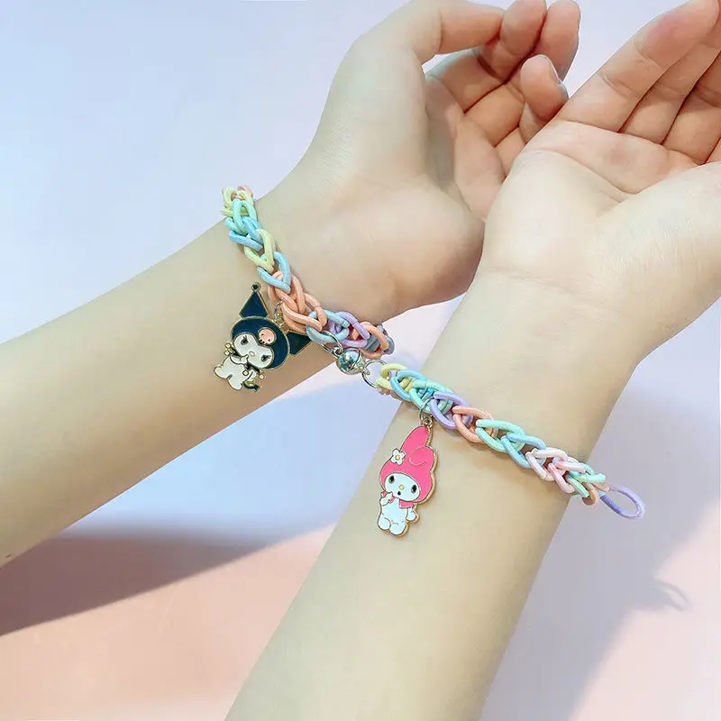 

Браслет Kawaii Sanrioed Cinnamoroll Kuromi моя мелодия аниме женское сердце ювелирные изделия Пара Магнитный браслет подарок
