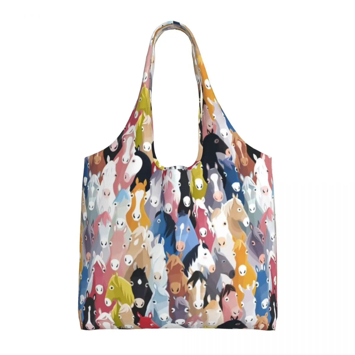 

Многоцветная забавная сумка для покупок с лошадью, яркая Милая женская сумка с лошадью, Стильные Офисные Сумки из полиэстера