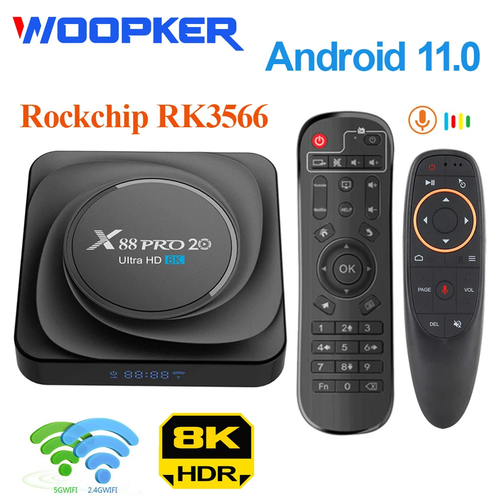 

Woopker X88 Pro 20 TV Box Android 11 8GB Ram 128GB Rom Rockchip RK3566 X88PRO 20 with Bluetooth Dual Wifi 2.4G/5G