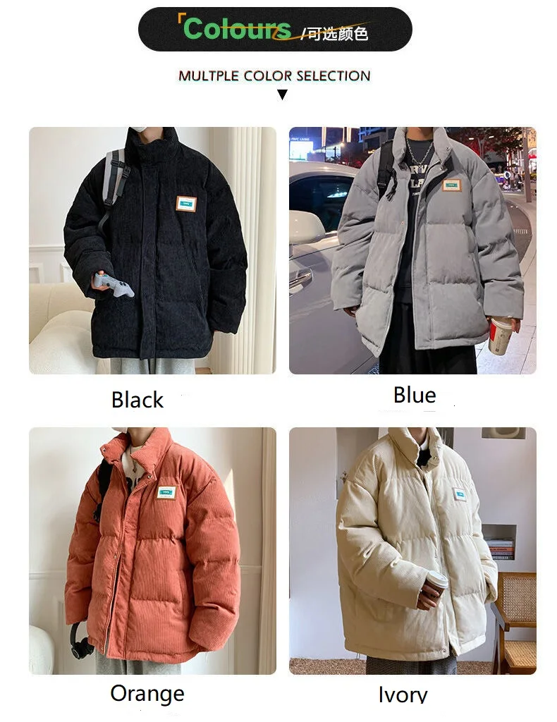 Winter Coat Men's Warm Parkas Corduroy Cotton Male Winter Jackets Windbreaker Padded Coat Mens Clothing