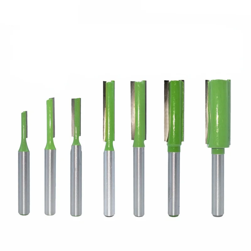 

UCHEER 1set/7pcs SHK6mm single edge/double edge straight edge trimming machine cutter head woodworking milling cutter set CNC