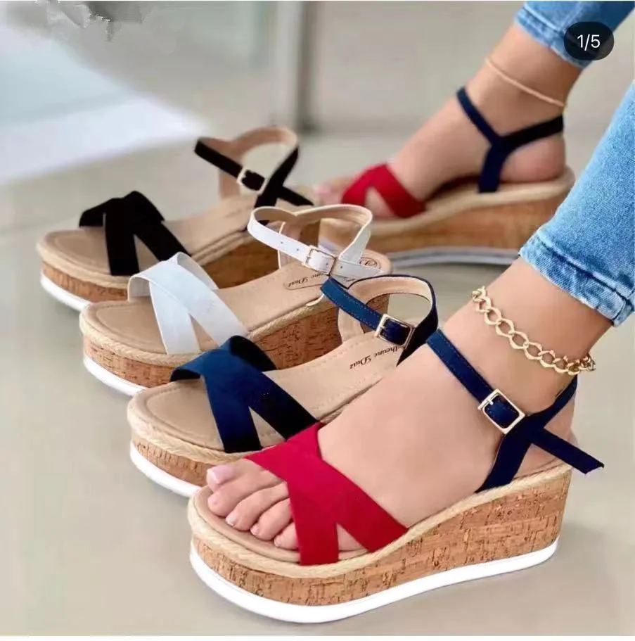 

2022 New Women Wedges Platform Shoes Summer Sandals Trend Rome Causal Thick Slippers Ladies Heels Shoes Beach Slides Zapatos