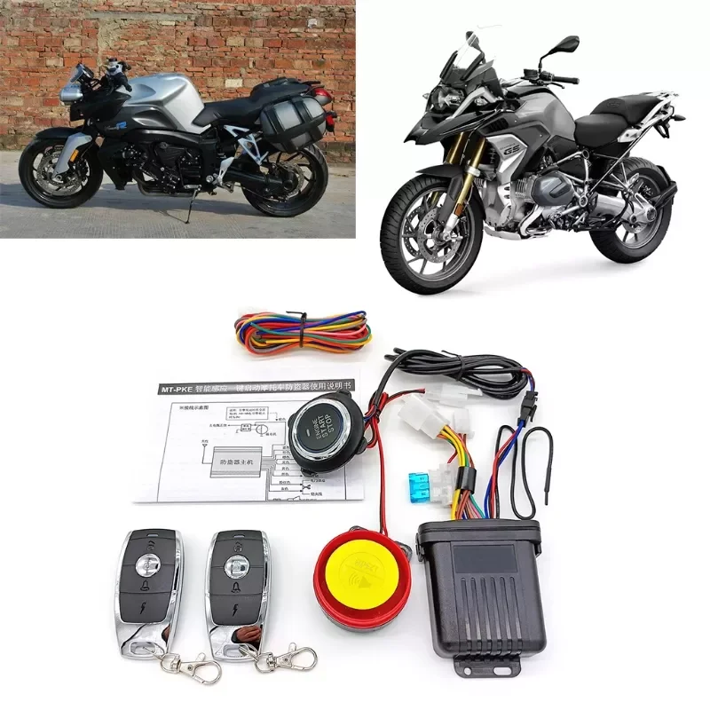 

All Purpose Motorcycle Alarm Keyless Start System PKE Engine Starter Push Button Motor Theft Protection System .