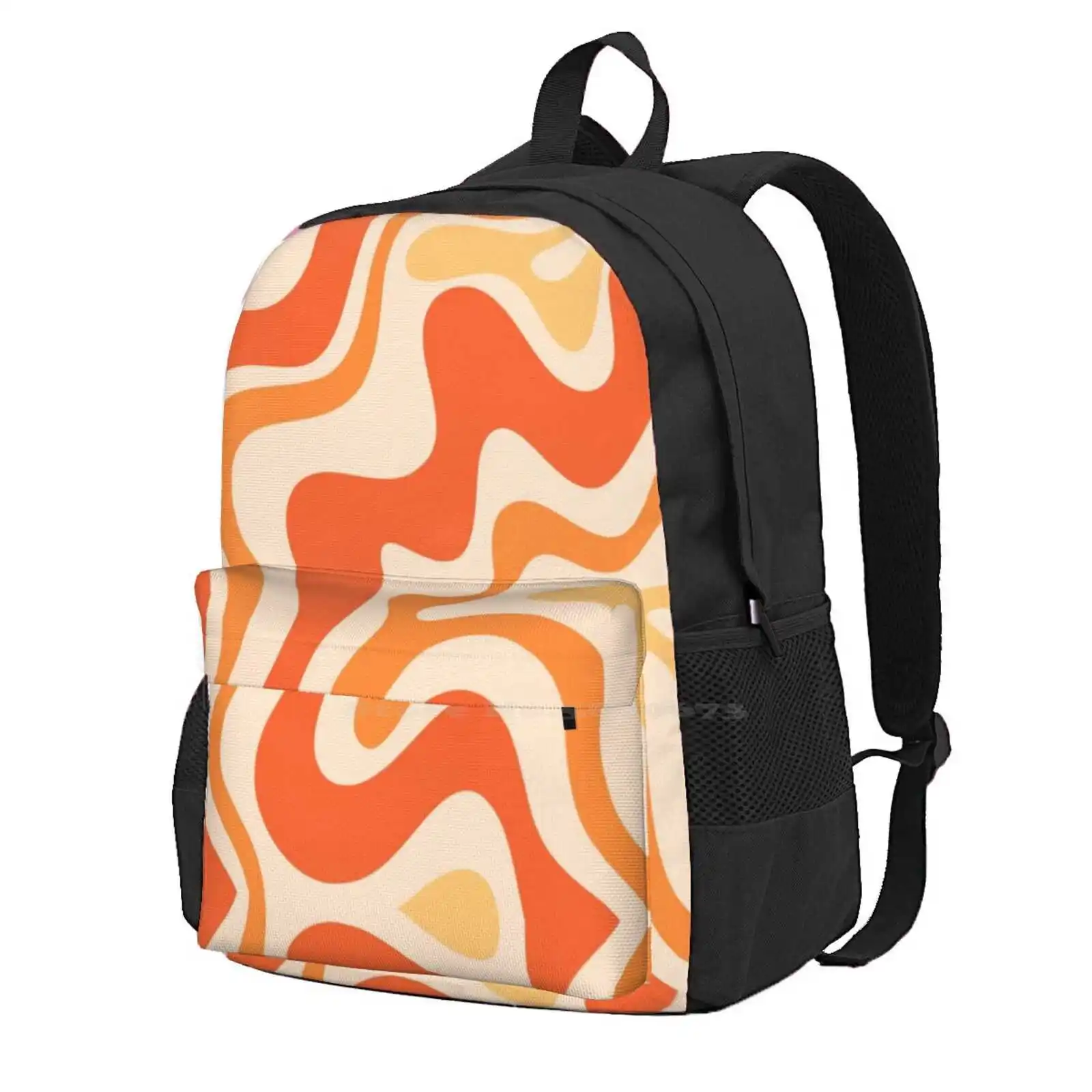 

Tangerine Liquid Swirl Retro Modern Abstract Pattern School Bags Travel Laptop Backpack Abstract Pattern Modern Retro Groovy