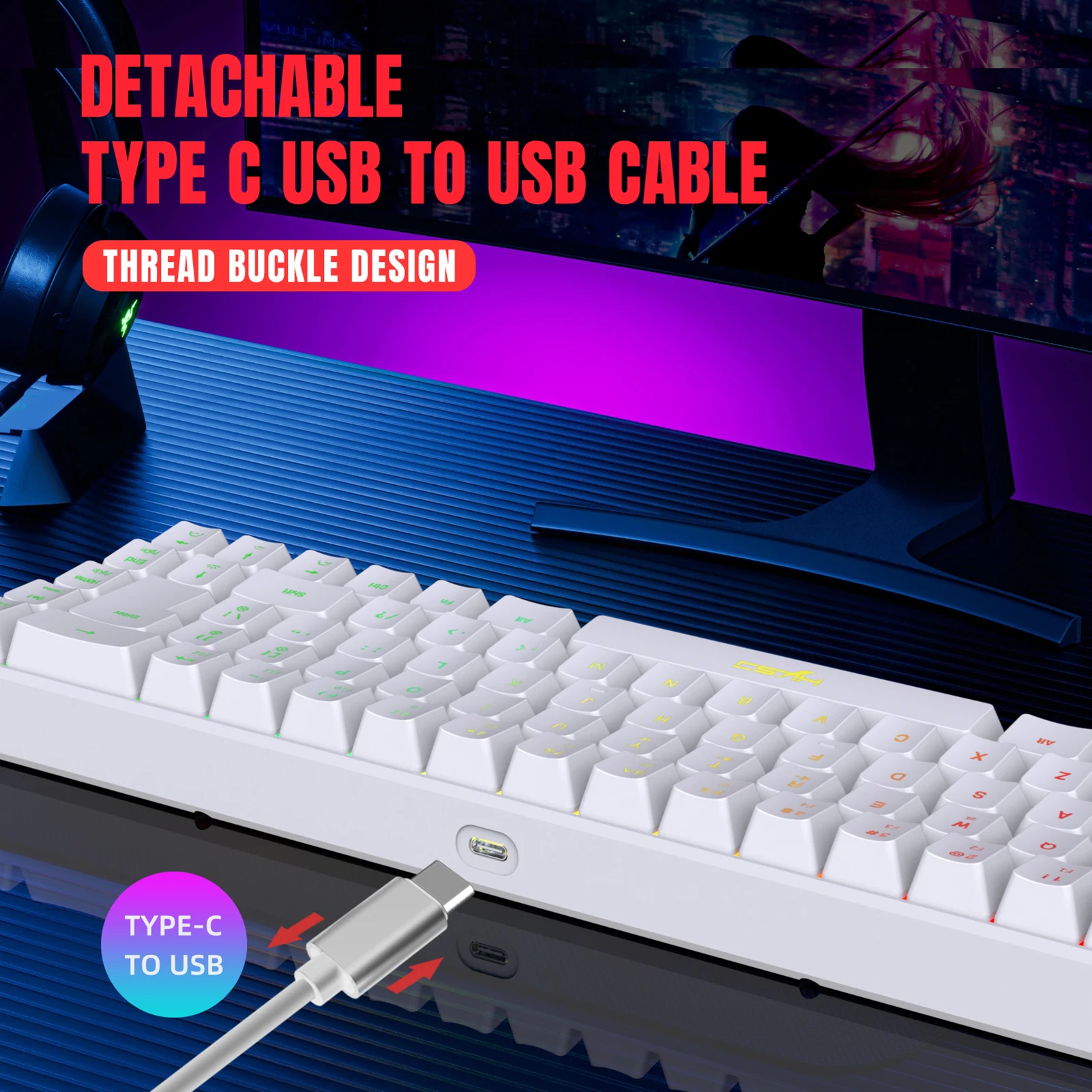 Проводная игровая клавиатура V200 K68 RGB Streamer 19-клавишная механическая с
