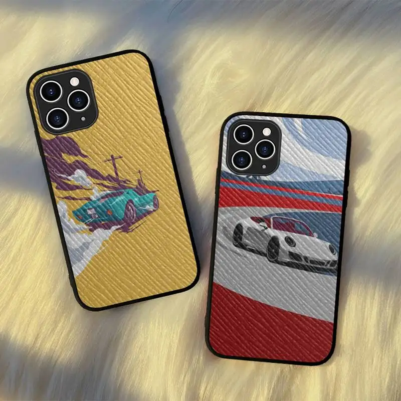 

Street Car Art Painting Phone Case Hard Leather Case for iPhone 11 12 13 Mini Pro Max 8 7 Plus SE 2020 X XR XS Coque