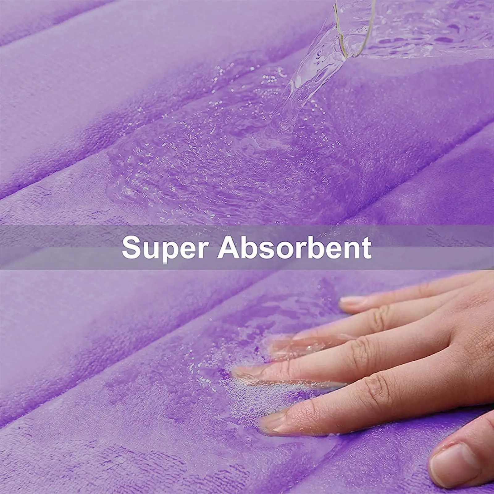 Olanly Memory Foam Bathroom Rug Ultra Soft Machine Washable Bath Non-Slip Water Absorbent Mat For Shower Tub Purple