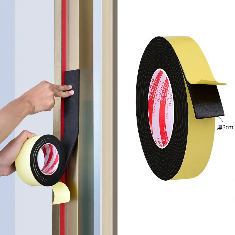 Самоклеящаяся резиновая лента, односторонняя клейкая черная вспененная этиленвинилацетатная прокладка для защиты от столкновений, толщина 1-10 мм