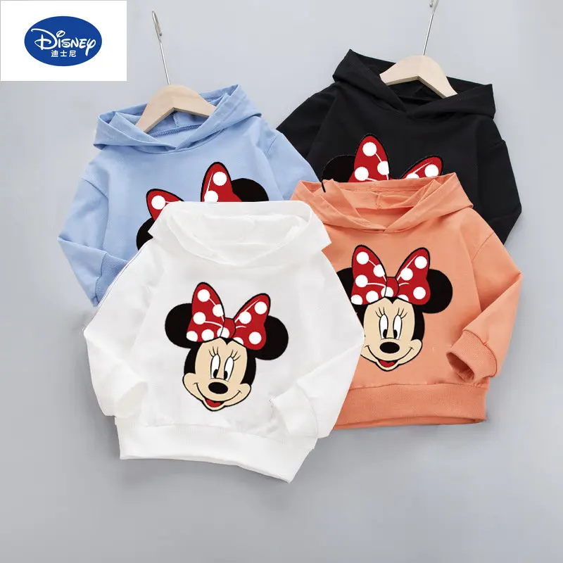 Disney Mickey Mouse Spring and Autumn New Boys and Girls' Hooded Sweater Cartoon Print Children's Pullover Sweater Coat