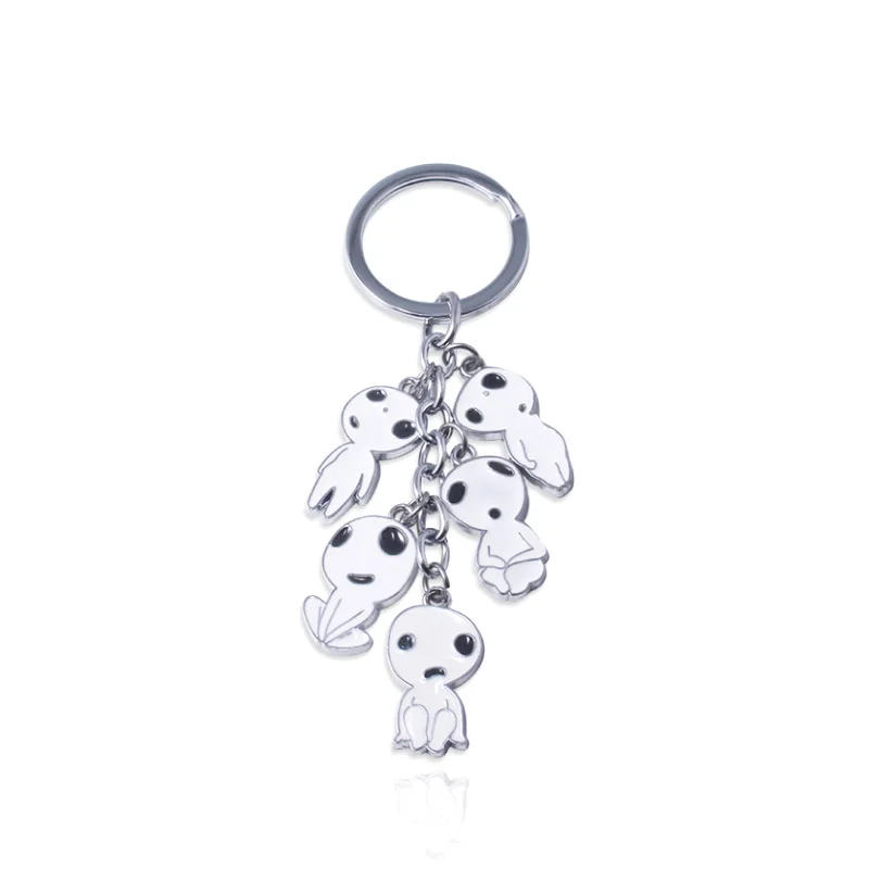 

Miyazaki Hayao Movies Princess Mononoke Keychain Little Tree Elf Metal Pendants Men and Women Keychain Decorative Accessories