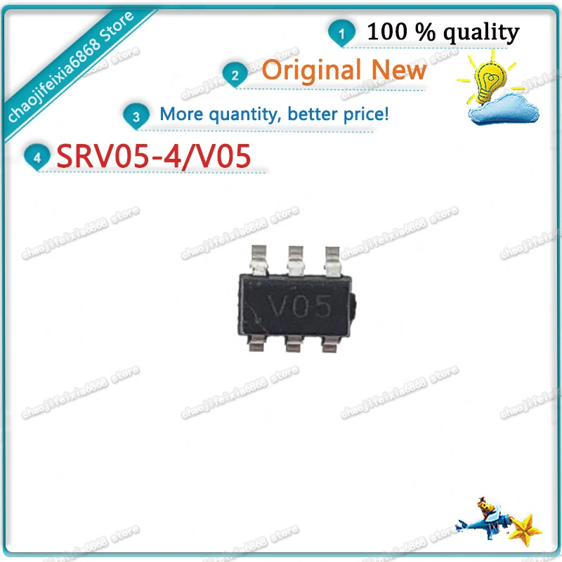 10 шт./лот! SRV05-4 V05 SRV05-4.TCT SOT-23-6 VO5 5V 4-проводной телевизионный чип с подавлением