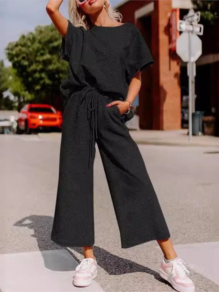 Осенний женский новый свободный простой однотонный повседневный костюм с