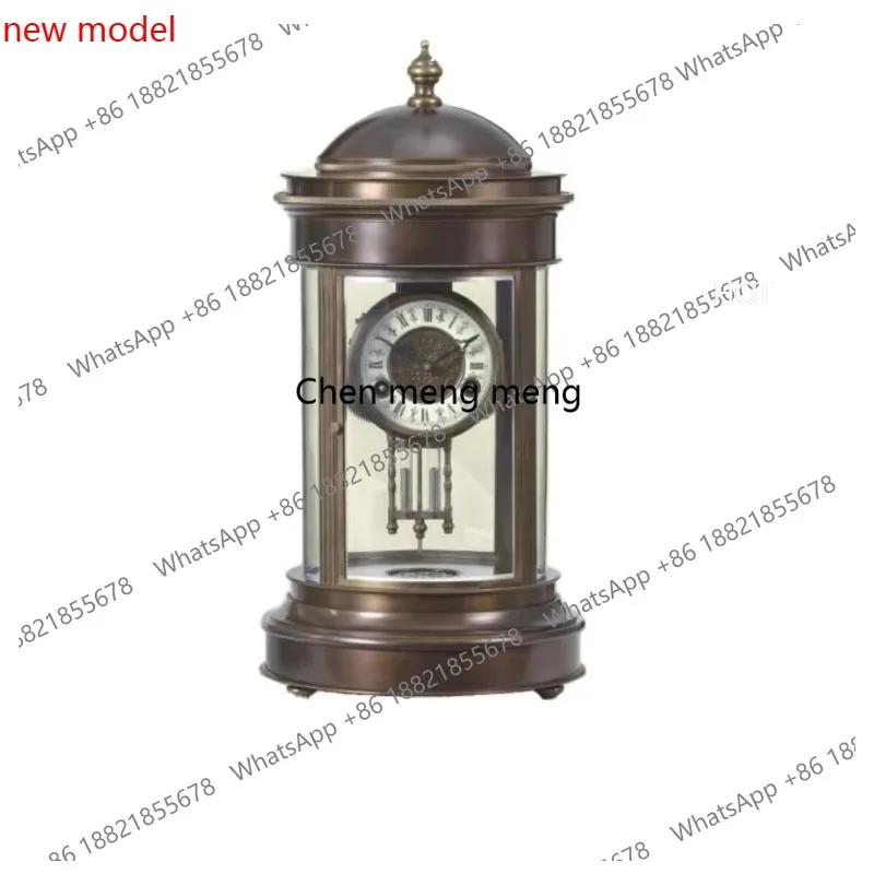 Фото Настольные часы d178 Pavilion Antique French с цветочным декором из латуни и тайской синей эмали, с ключевым механизмом, 15-дневный ход. №1