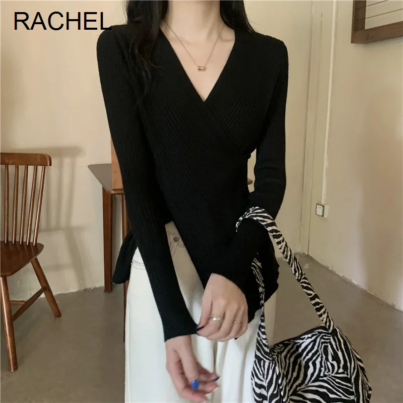 

Cross Design V-neck Slim Rac