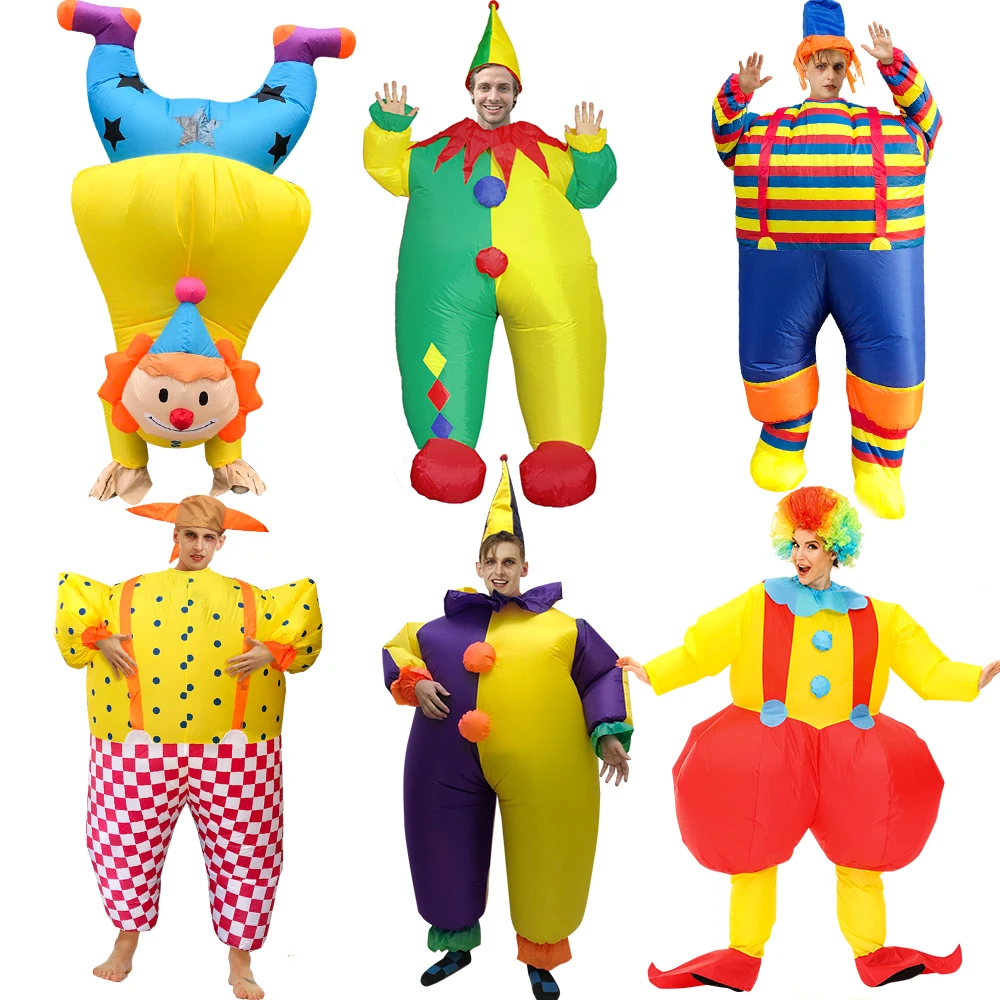 

Надувной костюм клоуна для карнавала, костюмы на Хэллоуин для взрослых мужчин и женщин, рождественское платье, маскарадвечерние
