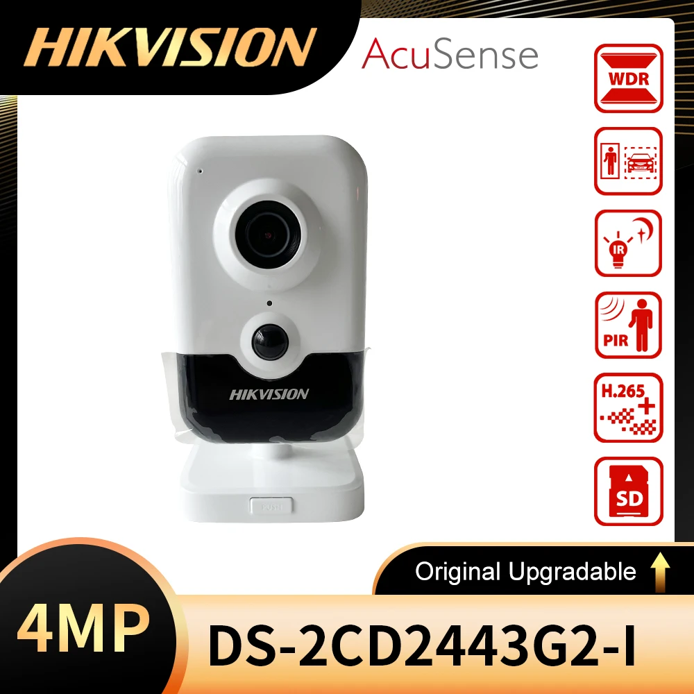 

HIkvision DS-2CD2443G2-I 4MP AcuSense IR Fixed Cube Network Camera POE H.265+ SD Card Slot IR 10m IP Camera For Home Security
