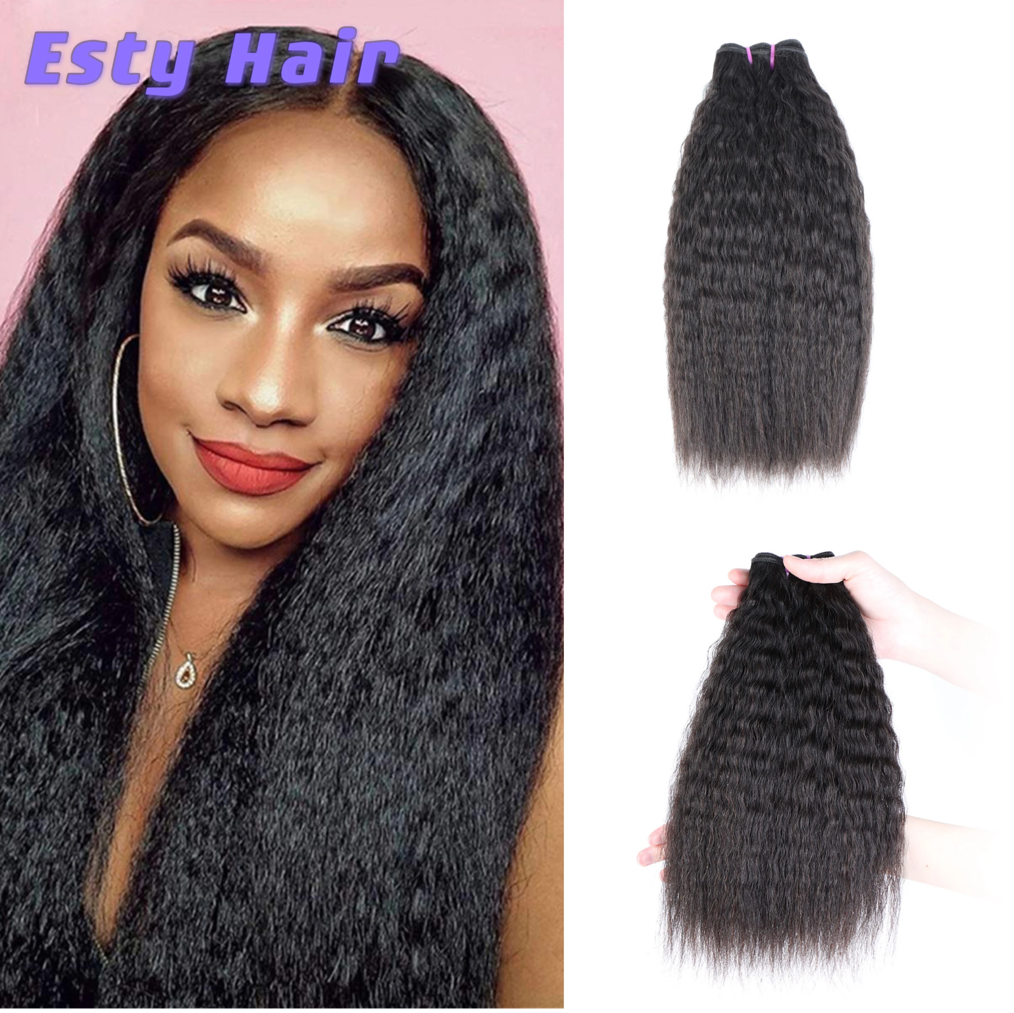 

Esty Hair Bundles 10A Remy Brazilian Double Drawn Human Hair Kinky Curly Deep Body Wave 100% Remy Hair Bone Straight Bundles