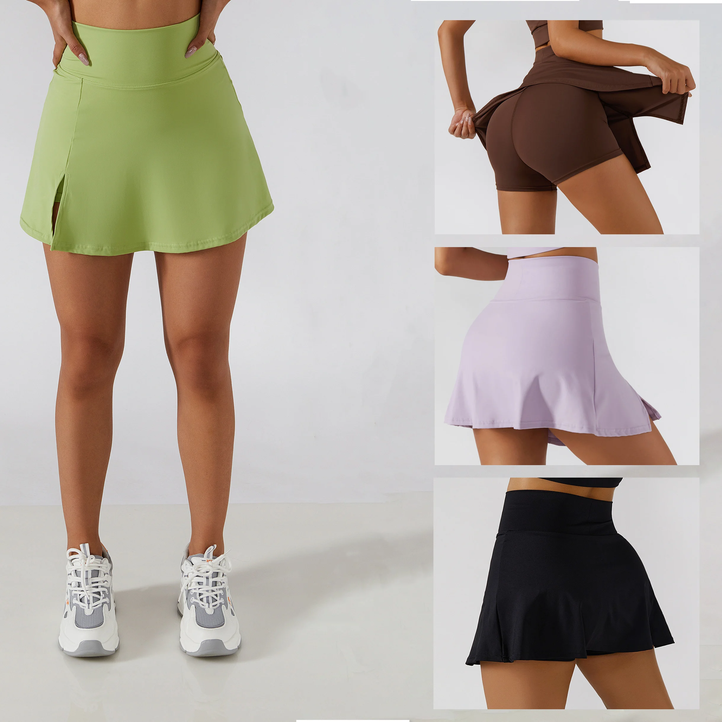 

MaiJiaKa Yoga Skirt Mock Two-Piece Sports Feminino Skirt Fitness Clothes Jogger Comfortable High Waist Elastic shorts Ladies