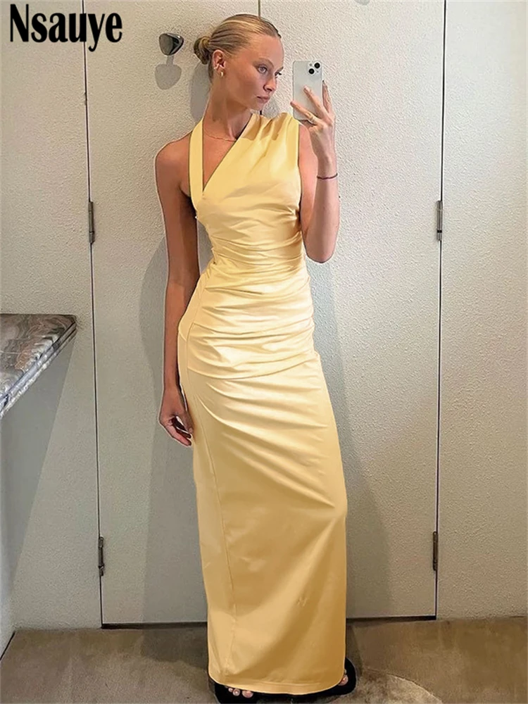 Nsauye нерегулярное элегантное платье длинное новое модное женское облегающее