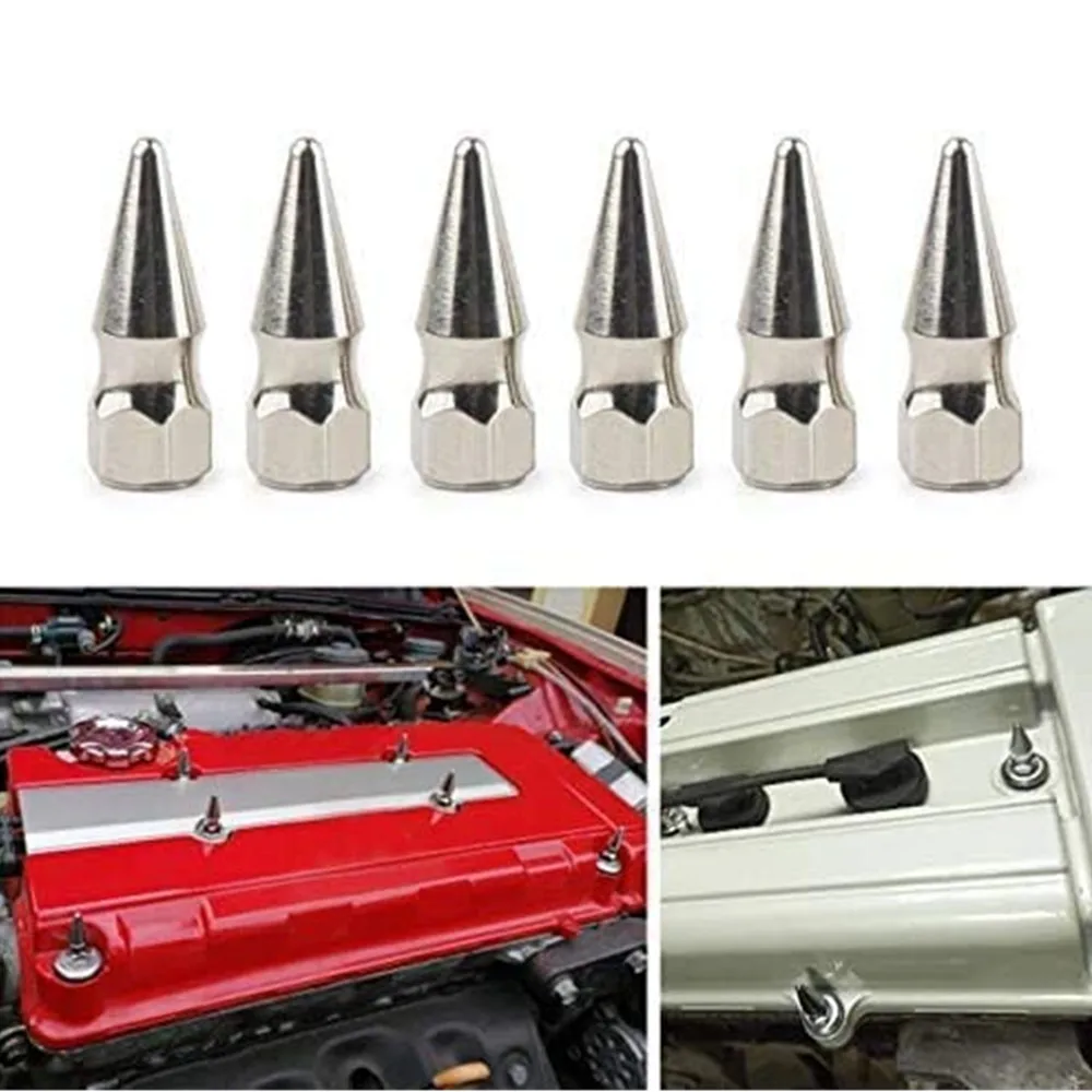 JDM СТИЛЬ M6X1.0 хромированные шипы болт Шипованный клапан крышка отсека двигателя
