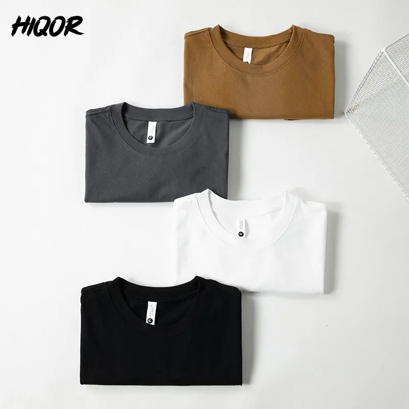 

HIQOR 2023 Classic Fashion Brand Summer Men's 100% Cotton Crew Neck Loose Short Sleeves Front Pocket Lemon Embroidery Tops Y2K