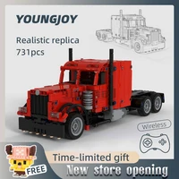 2022 new moc 59951 small american heavy le go truck remote control toy model boy gift mosaic building block model kids gift
