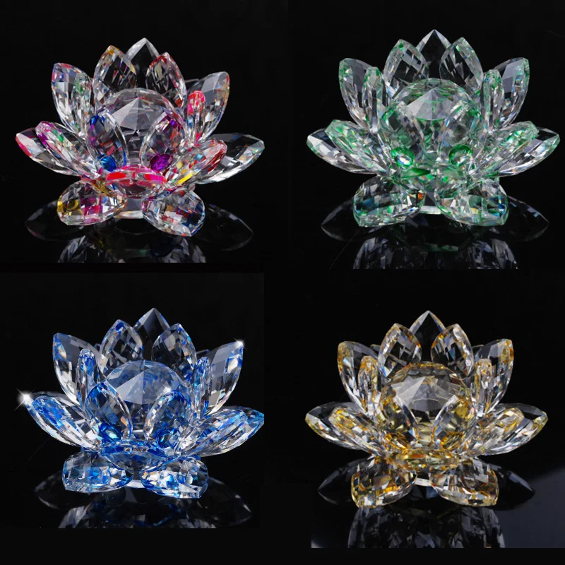 

60mm Quartz Crystal Lotus Flower Crafts Glass Paperweight Fengshui Ornaments Figurines Home Wedding Party Decor Gifts Souvenir
