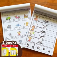 2books english cvc words phonics workbook language arts skills book for kids children read match sound sentence worksheet