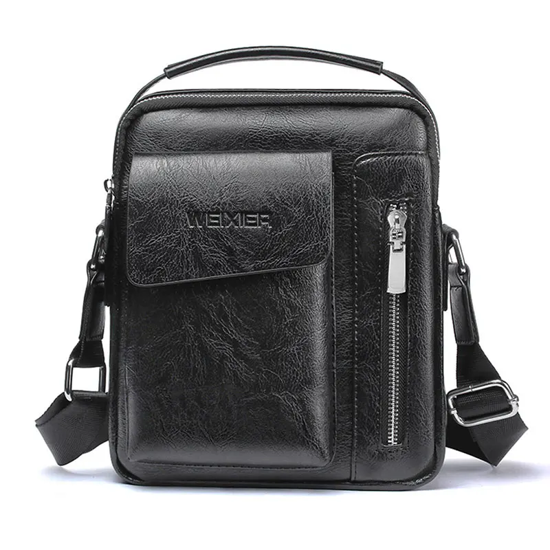 

WEIXIER Men Shoulder Bags Crossbody Bag Multi-function Men's Handbags Capacity PU Leather Bag For Male Messenger Bags Tote Bag