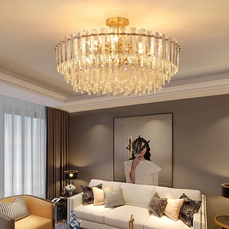 

European Style Full Copper Living Room Chandelier Light Luxury Villa Duplex Palace French Modern Restaurant Crystal Lights Brass