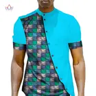 Мужская одежда в африканском стиле, Дашики, мужская рубашка, Bazin Riche, африканская Мужская одежда, 100% хлопок, с принтом, в стиле пэчворк, на пуговицах, топ, рубашка, WYN22