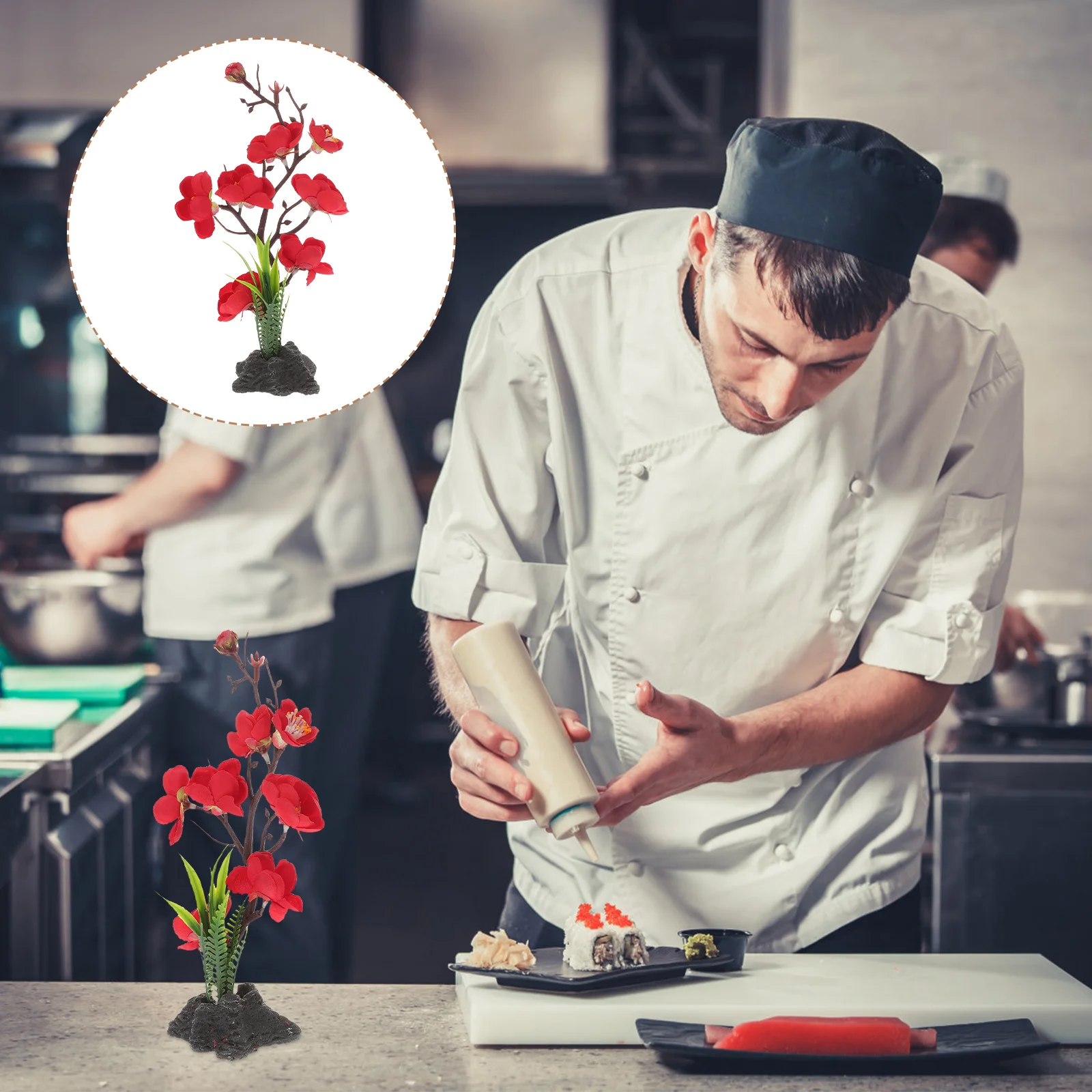 

Plate Sushi Flower Flowers Decoration Decor Sashimi Fake Japanese Ornament Decorationsartificialplants Aquarium Tank Lifelike