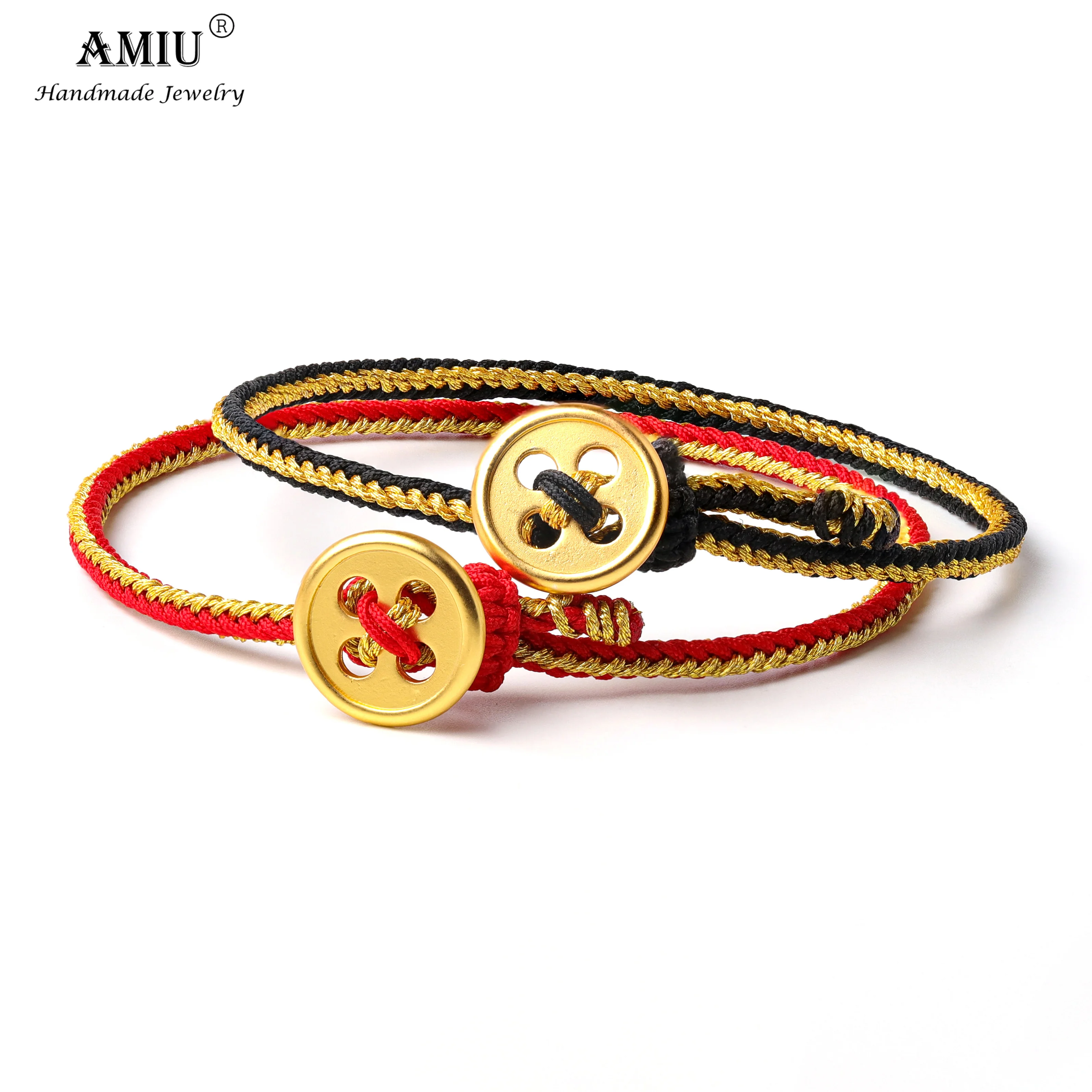 Матовые Позолоченные Красные и черные браслеты-веревки AMIU для пар подарок