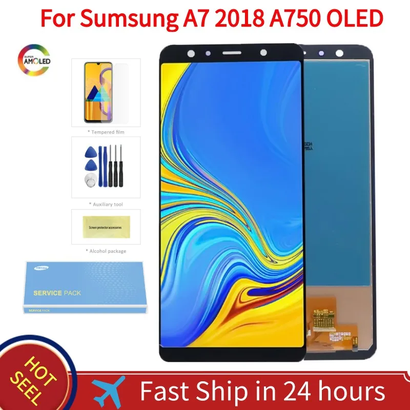 

Super AMOLED A750 Screen For Samsung Galaxy A7 2018 SM-A750F/DS LCD Display With Touch Screen Digitizer Assembly+service package