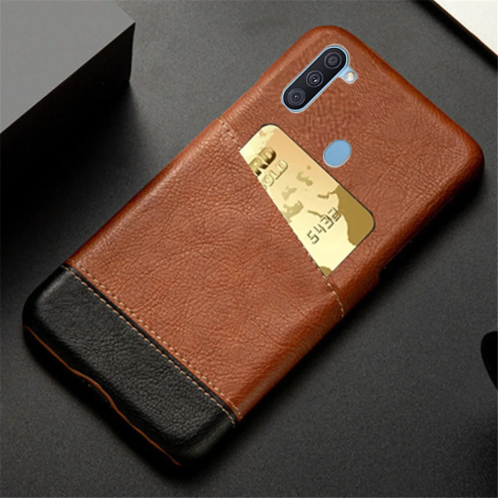 

For Samsung A11 Case 6.4" Card Slot Holder Mixed Splice PU Leather Cover For Samsung Galaxy A11 GalaxyA11 A 11 a115 Funda Coque