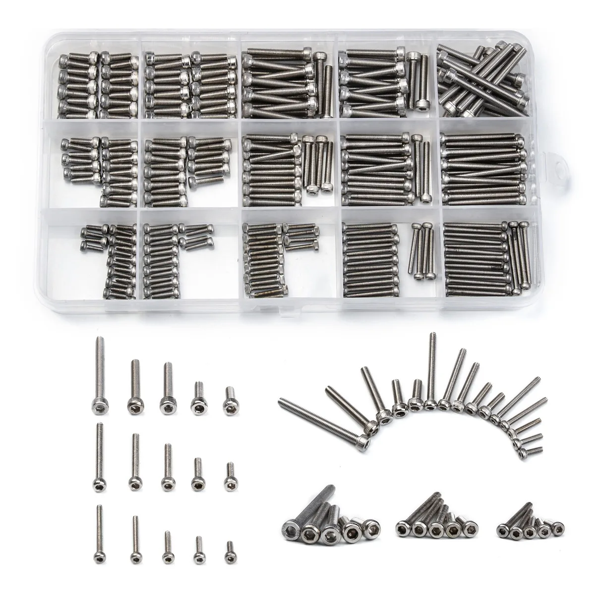 

300pcs Stainless Steel M2 M2.5 M3 Hex Socket Button Head Screws Set Allen Bolt Round Cap Head Screw Bolts Fasten Assortment Kit