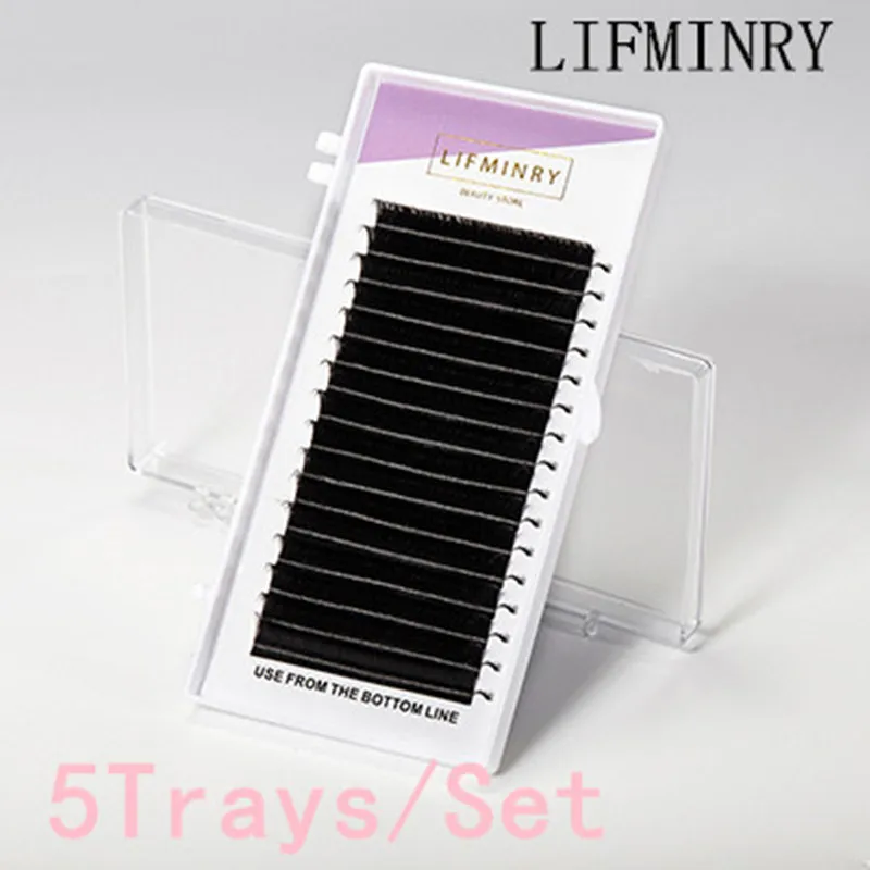 LIFMINRY лотки для наращивания ресниц, черные искусственные ресницы, 5 лотков — фото товара