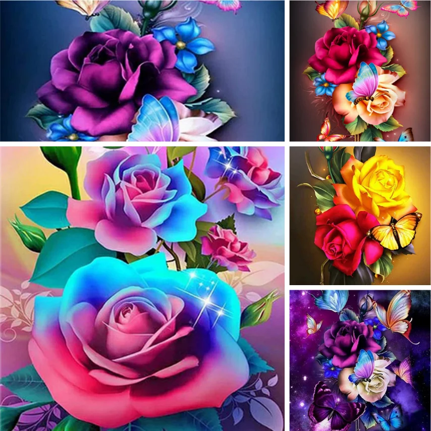 

Набор для алмазной вышивки «Роза», с бабочкой