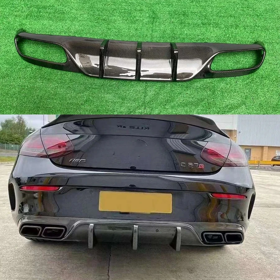 Для Mercedes Benz C Class W205 C43 C63 2-дверный задний бампер из углеродного волокна диффузор