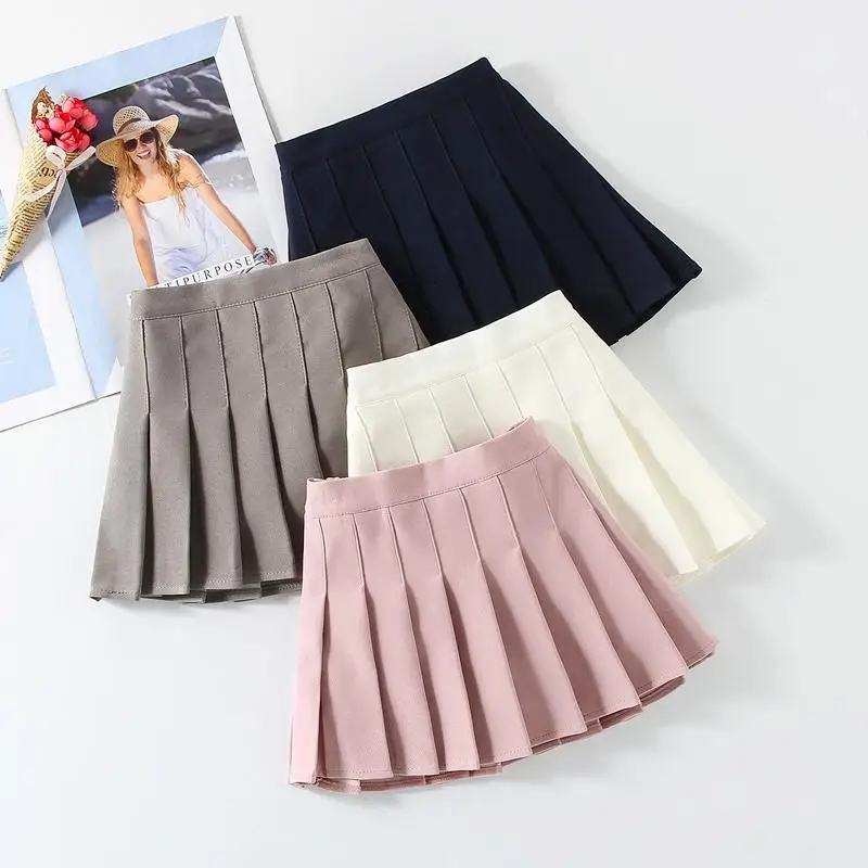 2023 School Uniform Girls Skirts Performance Pleated Skirt Solid Children Clothes Baby Toddler Teenager Kids Bottoms 1-14Years