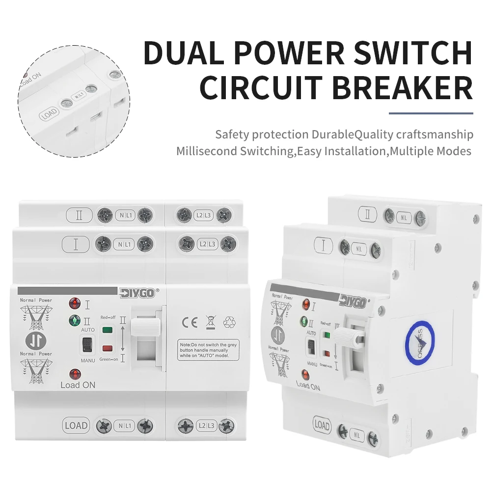 

2P 4P Smart ATS Dual Power Автоматический резервный переключатель 80A Din-рейка Электрический селекторный переключатель Бесперебойный выключатель питания