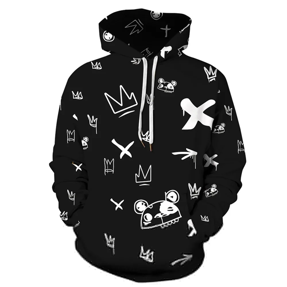 

New European and American men's hoodie animal pattern loose large size hoodie i digital print 3d hoodie