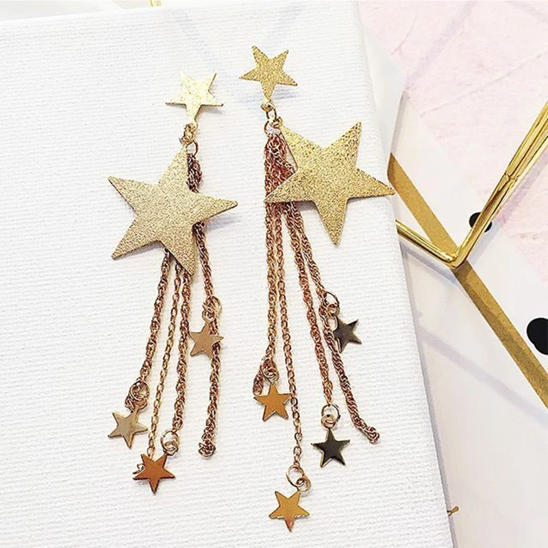 8 сезонов модные серьги-гвоздики с золотыми металлическими звездами и стразами