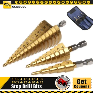 Набор металлических конусных сверл, 3шт., Сверло с титаническим покрытием 4-122032 мм