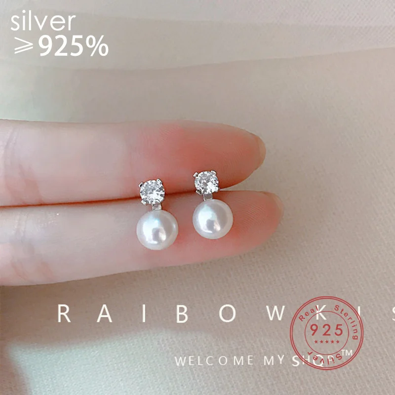 

Free Shipping Simple Four-claw Zircon Charming Large Pearl Stud Earrings For Women 2022 New Trendy Charming Wedding Gift Jewelry